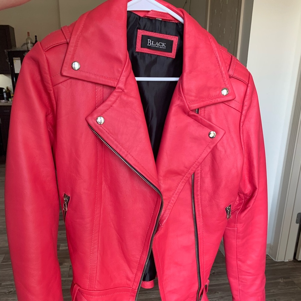 Pink leather jacket size medium